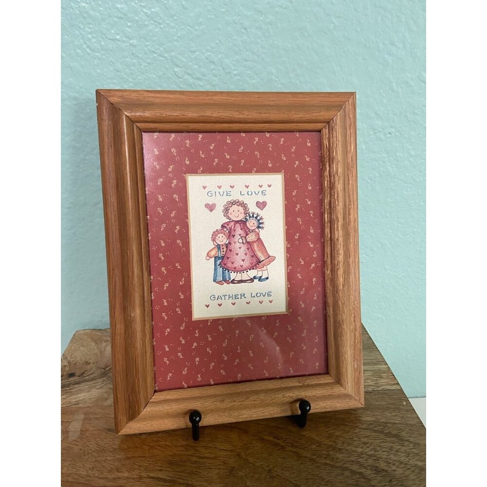 Vintage Give‎ Love Gather Love Framed Art Boho Granny 90s